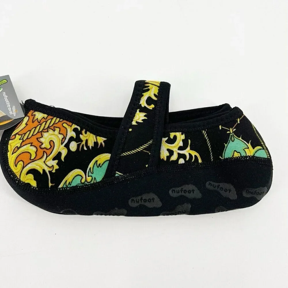 NWT Nufoot Green Baroque Barefoot Shoe Socks Size Large